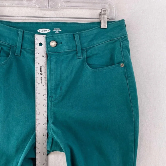 Old Navy Pants Women's Sz 12 Tattle Teal Denim Super Skinny Stretch Ankle Jeans - Picture 4 of 12